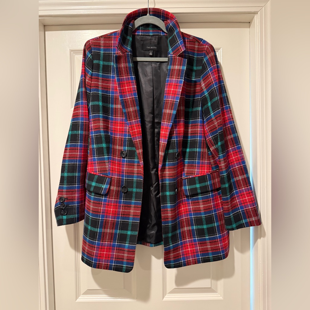 Zara Multicolor Plaid Blazer - Red, Blue, Green